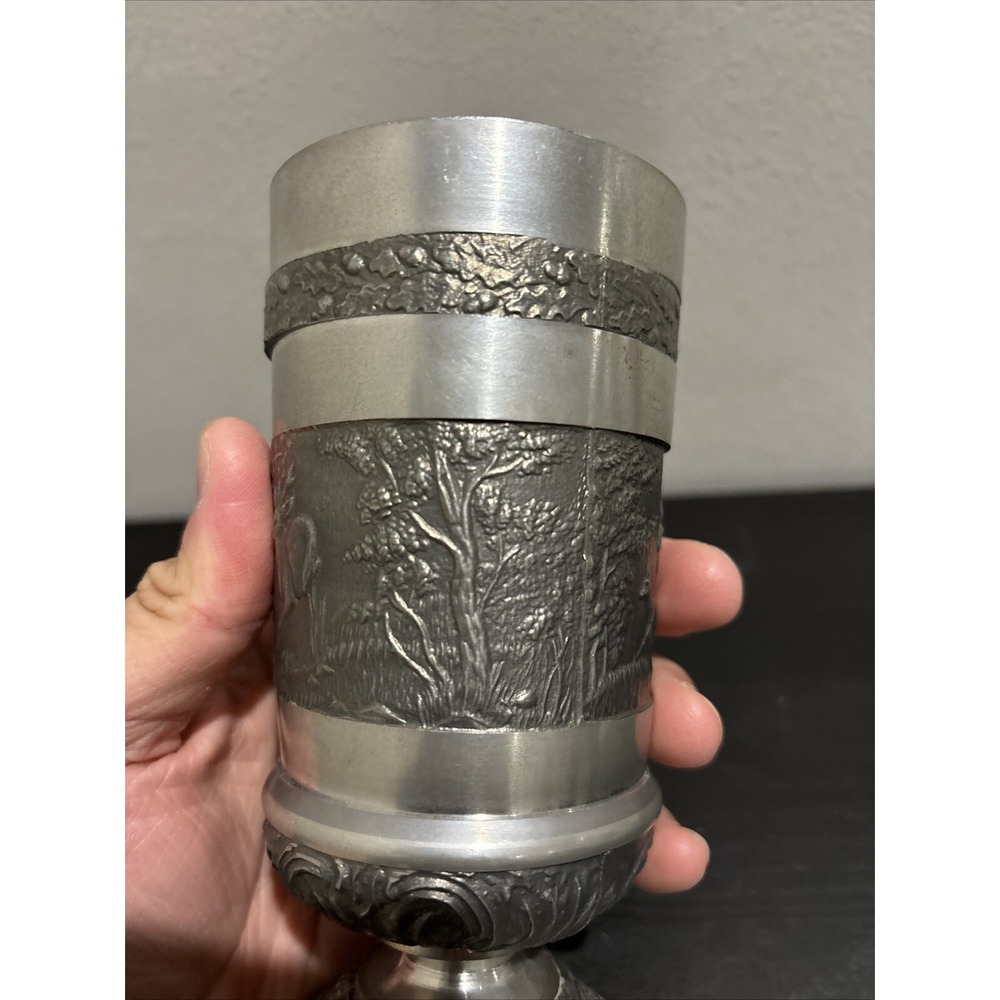 Vintage Mullingar Ireland Pewter Goblet with Deers - Picture 4 of 16